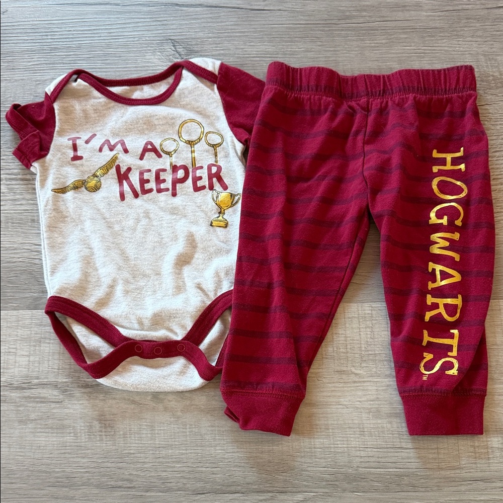Red and Gray Hogwarts Baby Outfit